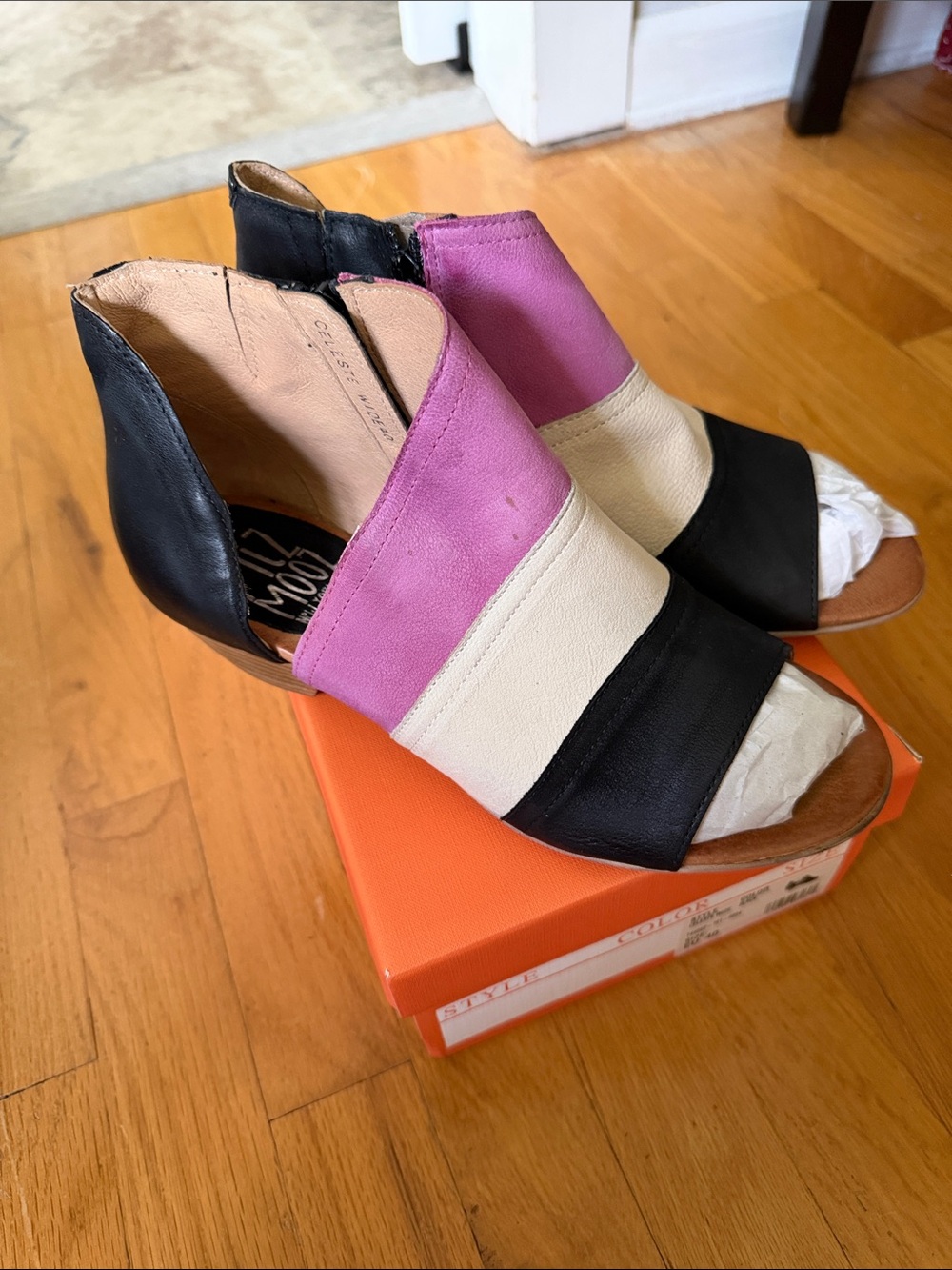Miz Mooz Celeste Women's Colorblock Open-Toe Ankle Booties EU 40, US 9.5/10 wide